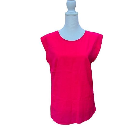French Connection Fuchsia Silk Sleeveless Blouse Size L - Picture 2 of 7